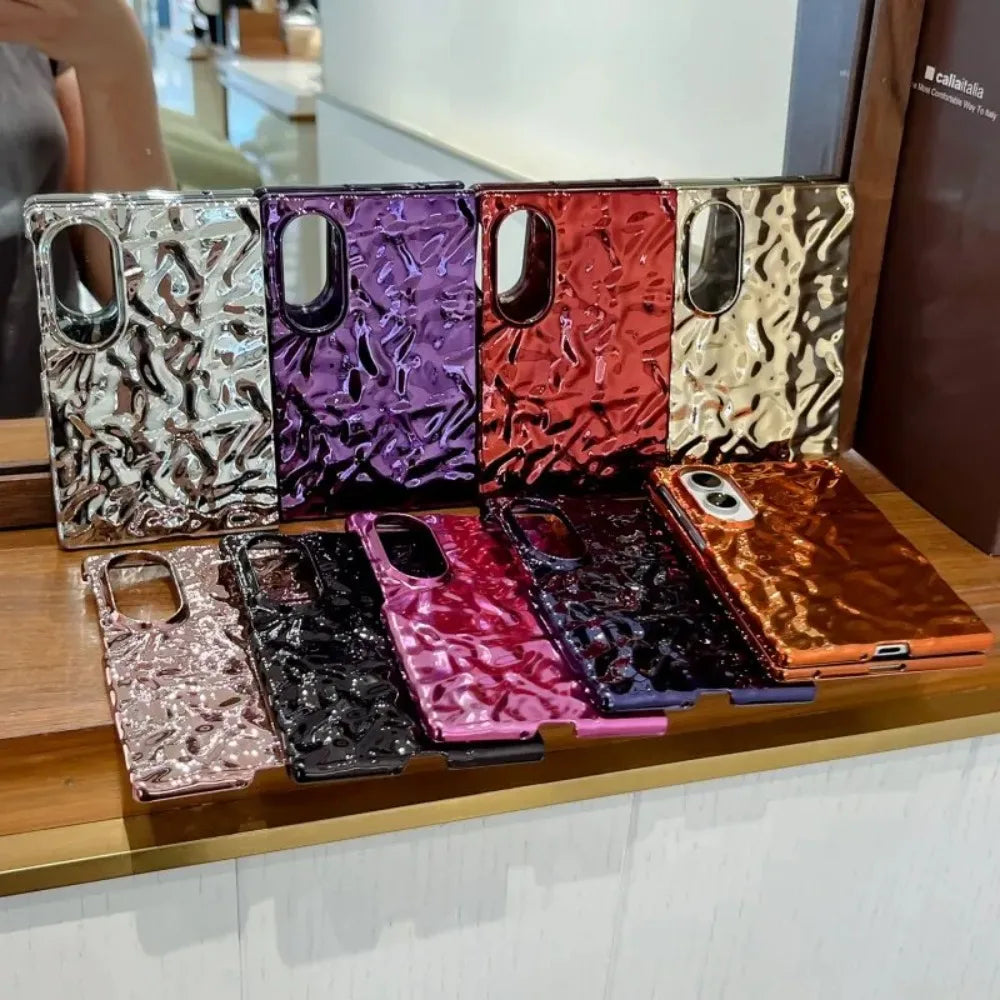 Luxury Plating Water Ripple Advanced Phone Cases for Samsung Galaxy Z Fold 8 Ultra 7 6 5 4 Fold8 Shockproor Ultra-thin PC Cover