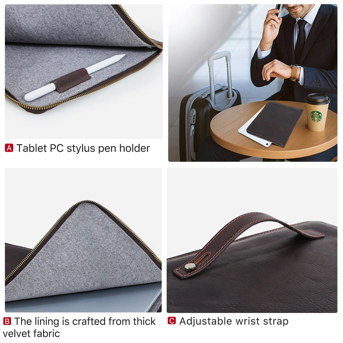 Genuine Leather Case for iPad Pro 13 12.9 11 A16 iPad Air 5 Air 4 iPad 8th 9th 10th Gen Tablet Cover for Samsung Huawei Xiaomi