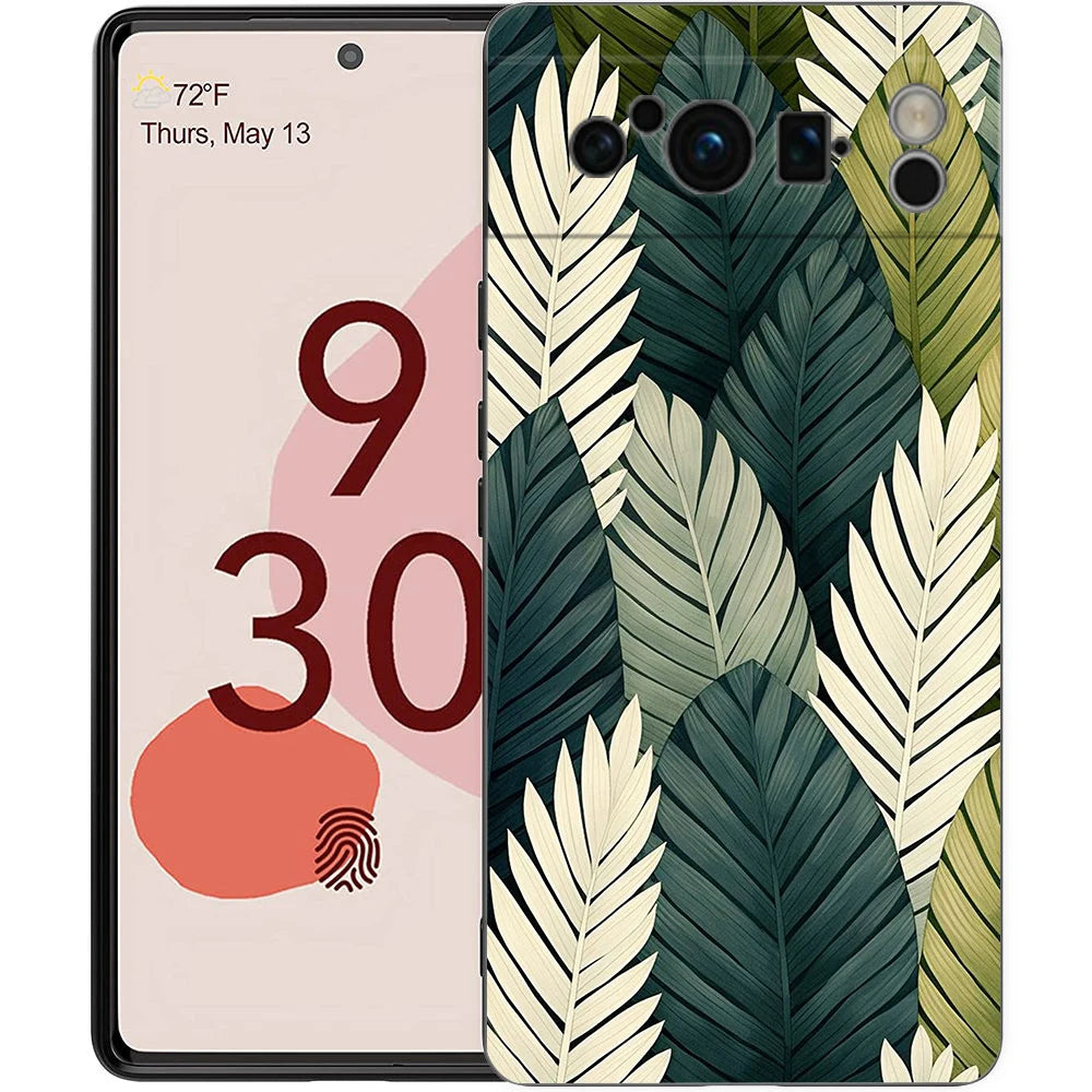 Leaves Monstera Green Phone Case For Google Pixel 10 9 8 7 6 Pro XL 9A 8A 6A 7A 5G Soft Shockproof TPU Black Cover