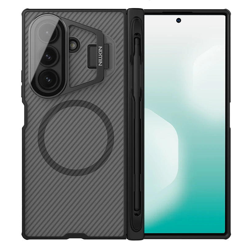 For Samsung Galaxy Z Fold 7 5G Nillkin Magnetic Case with Customs S-Pen Camshield Prop Transparency Camera Stand Cover Case
