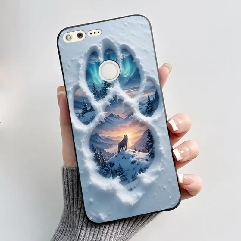 For Google Pixel 1 Soft Silicone Black Case For Google Pixel 1XL Elegant Style New Design Pattern Snow Mountain Casing