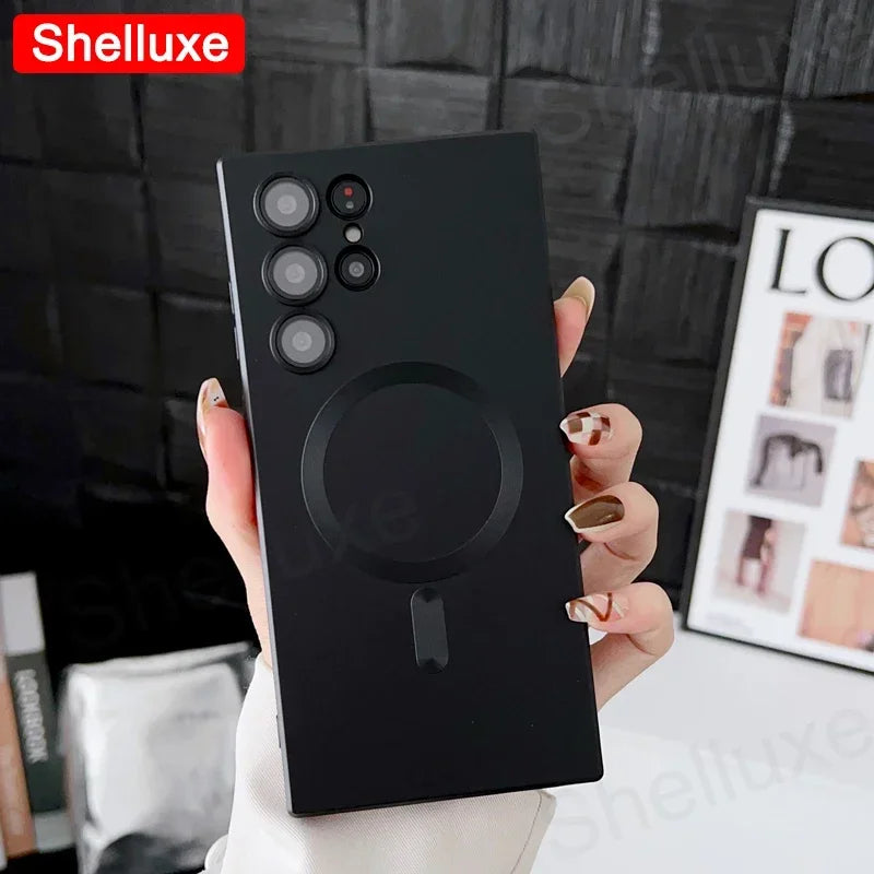 Luxury For Magsafe Magnetic Soft TPU Case Shelluxe For Samsung Galaxy S26 S25 EDGE S24 S23 S22 Ultra S21 Plus S20 FE Phone Cover
