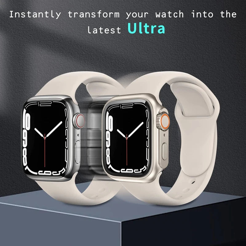 Glass+Case for Apple Watch 44mm 45mm 41mm 40mm 42mm 38mm Screen Protector Cover Change Ultra Bumper iWatch Series 9 8 7 SE 6 5 3