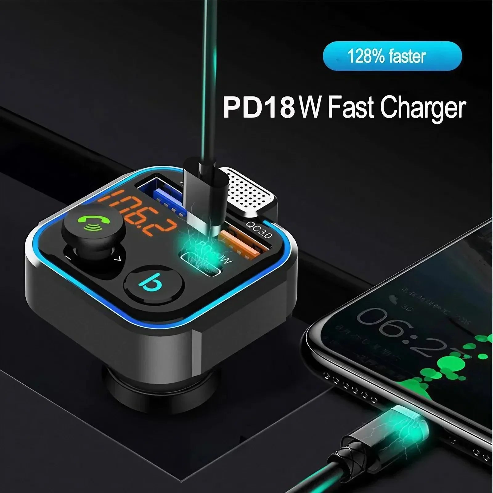 4 in 1 Retractable Car Charger Fast Charging Car Charger  with USB Type-C Cable & 2 Type C Charging Ports, Universal Car Charger