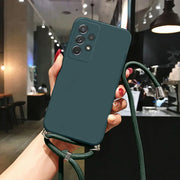 Neck Strap Liquid Silicone Case For Samsung Galaxy A56 A54 A57 S23 Plus A53 5G A55 S21 FE S22 S24 S26 S25 Ultra Lanyard Case