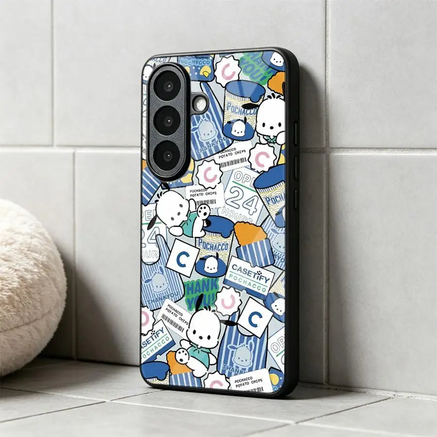 Phone Cover Glass Case for Samsung Galaxy S26 Ultra S25+ S23+ S23 FE S20 S21 S22 25 Edge 24 Plus S26+ S24+ Cute Sanrio Hello