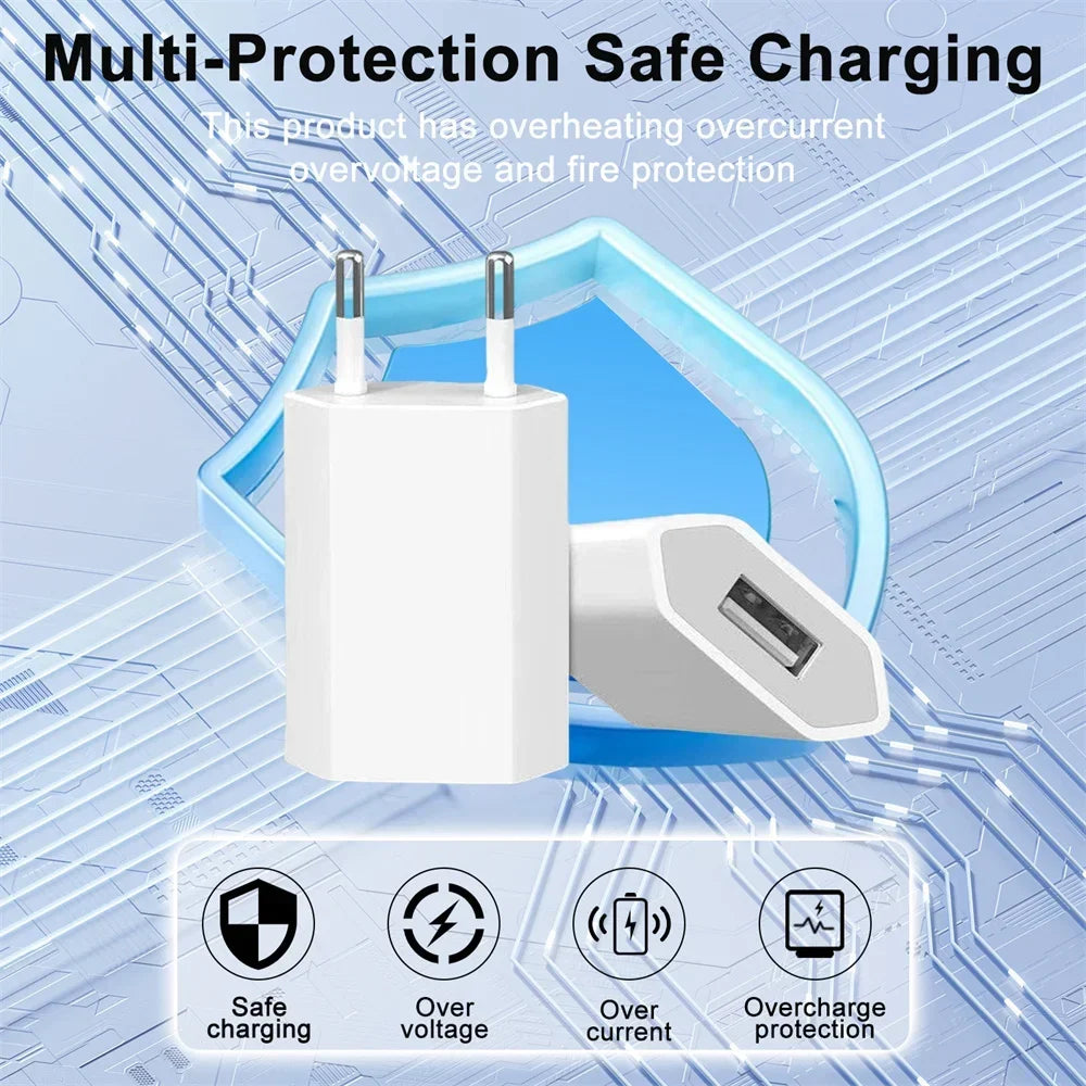 5V 1A USB Charger Fast Charging Mobile Phone Travel Wall Charger For iPhone Samsung Xiaomi Huawei Portable QC3.0 EU Plug Charger
