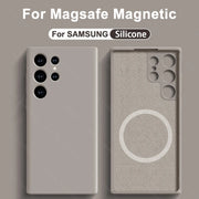 Liquid Silicone Case For Magsafe For Samsung Galaxy S24 S22 S21 S23 S25 Ultra Plus Fe Wireless Charge Magnetic Shockproof Cover