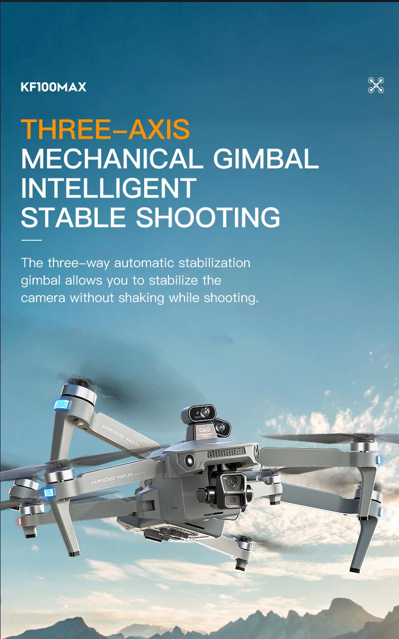 Teeggi KF100 MAX GPS RC with screen Drones With 4K HD Camera Profesional 3-Axis Gimbal obstacle avoidance 6KM Foldable RC Dron