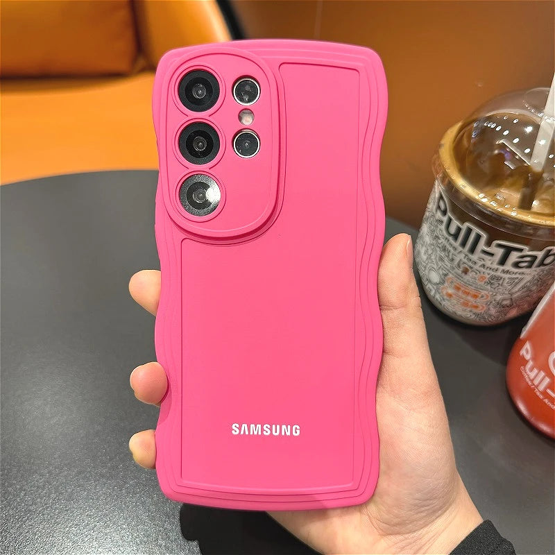 Big Wave Liquid Silicone Case For Samsung Galaxy S26 S25 S24 S23 S22 S21 S20 Ultra Plus S21 S20 FE Shockproof Plain Soft Cover