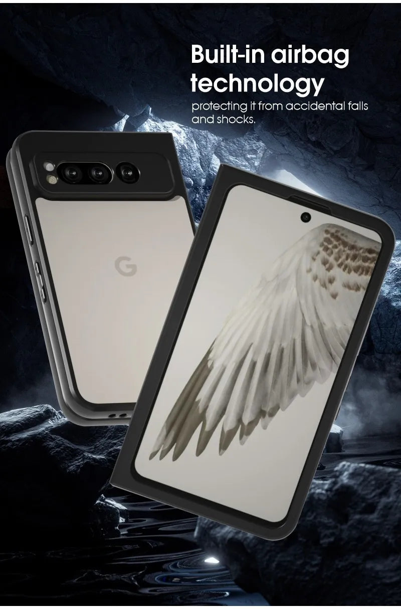 IBMRS for Google Pixel fold Case,Frosted transparent Shockproof Protection Case