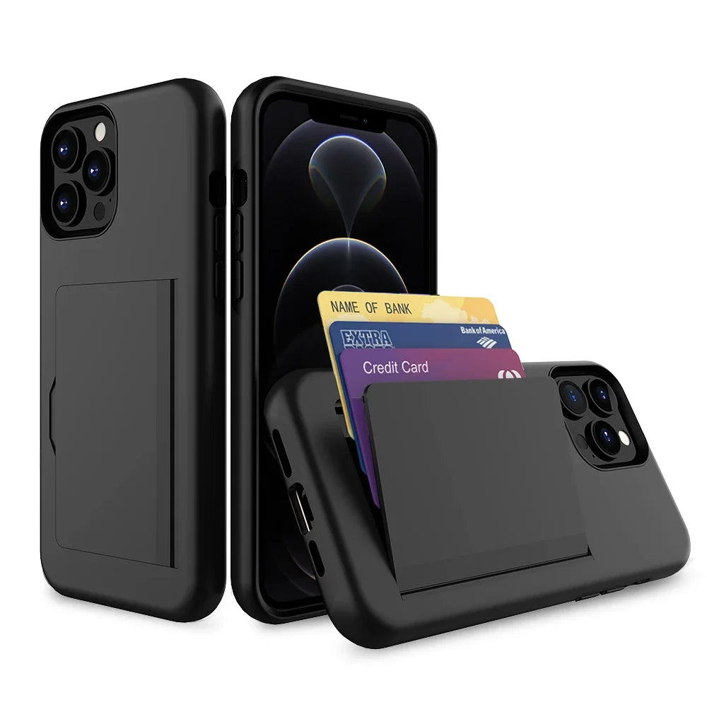 Credit Card Protective Wallets Case For iPhone 16 Pro 15 14 13 12 11 Pro Max for iPhone 16 Pro Max xr xs 7 8 Plus se 2020 Cover