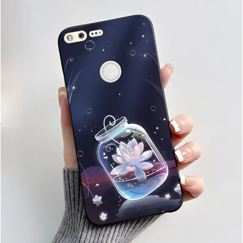 Luxury Cute Love Rabbit Cartoon Funny Case For Google Pixel XL Pixel1 1 XL Black Silicone Soft Phone Case Protective Back Cover