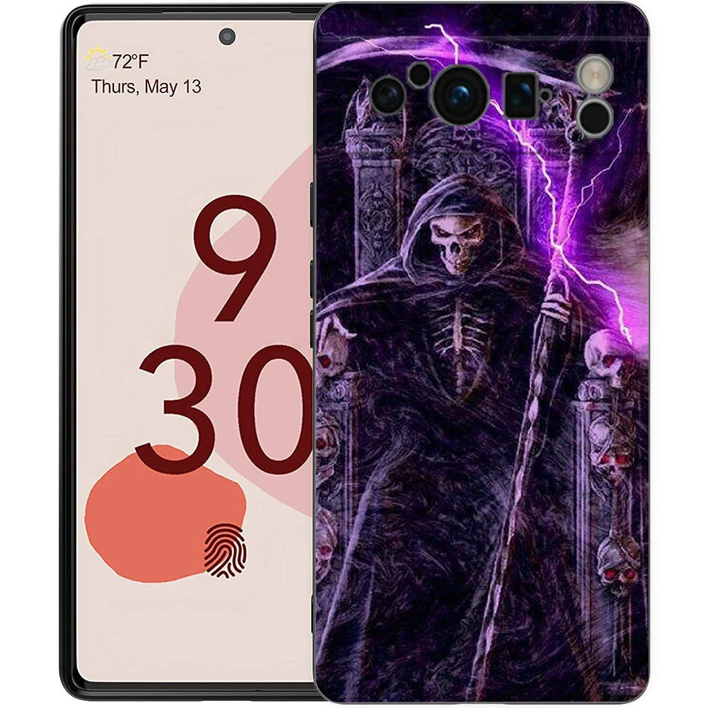 Grim Reaper Skull Phone Case For Google Pixel 10A 10 9 8 7 6 Pro XL 9A 8A 6A 7A 5G Soft Shockproof TPU Black Cover