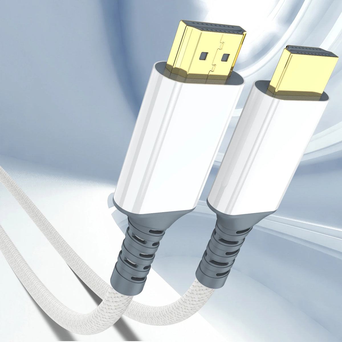 White Braided HDMI 2.1 High-Speed Data Cable 8K Ultra HD Male to Male Cord HDMI Cable for Monitors TV Projectors