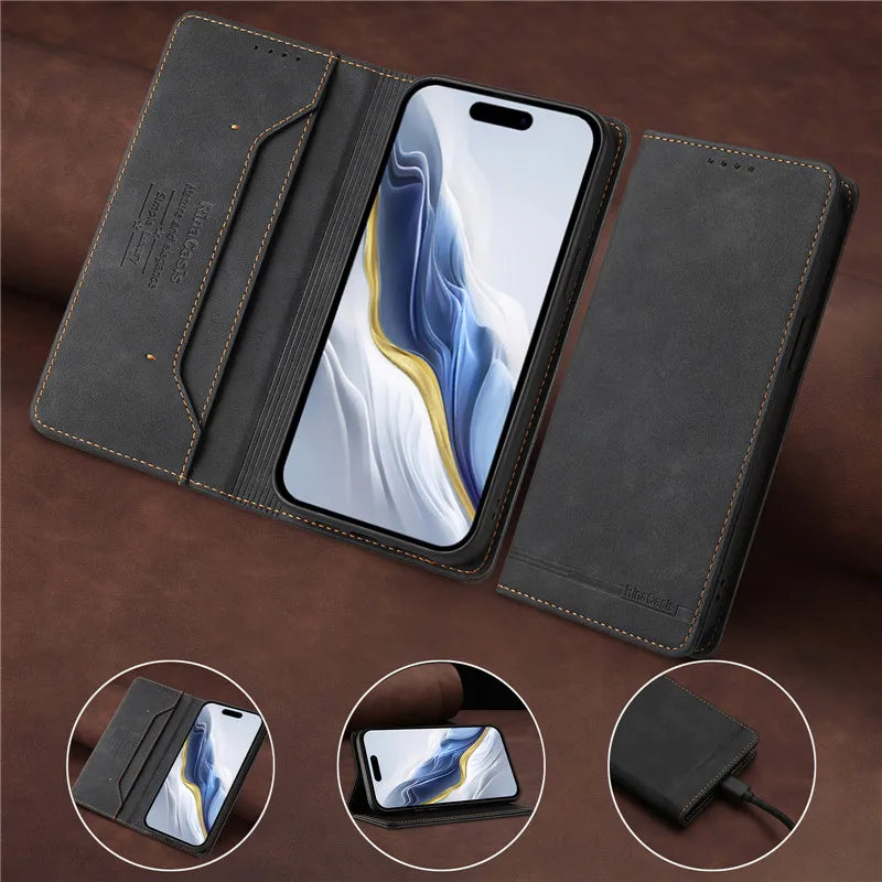 Leather Retro Anti-theft Wallet Flip Case For Motorola MOTO G Stylus Power Play 2025 2024 2023 2022 5G 4G Magnetic Phone Cover