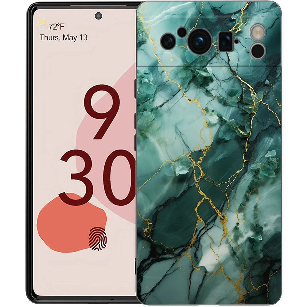 Marble Stone Phone Case For Google Pixel 10A 10 9 8 7 6 Pro XL 9A 8A 6A 7A 5G Soft Shockproof TPU Black Cover