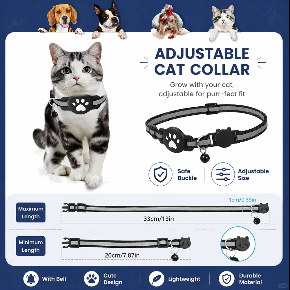Dual System Pet Smart Tracker Tag With Cat Collar Android/iOS Anti-Lost GPS Tracker Works With Apple Find My /Google Find Hub
