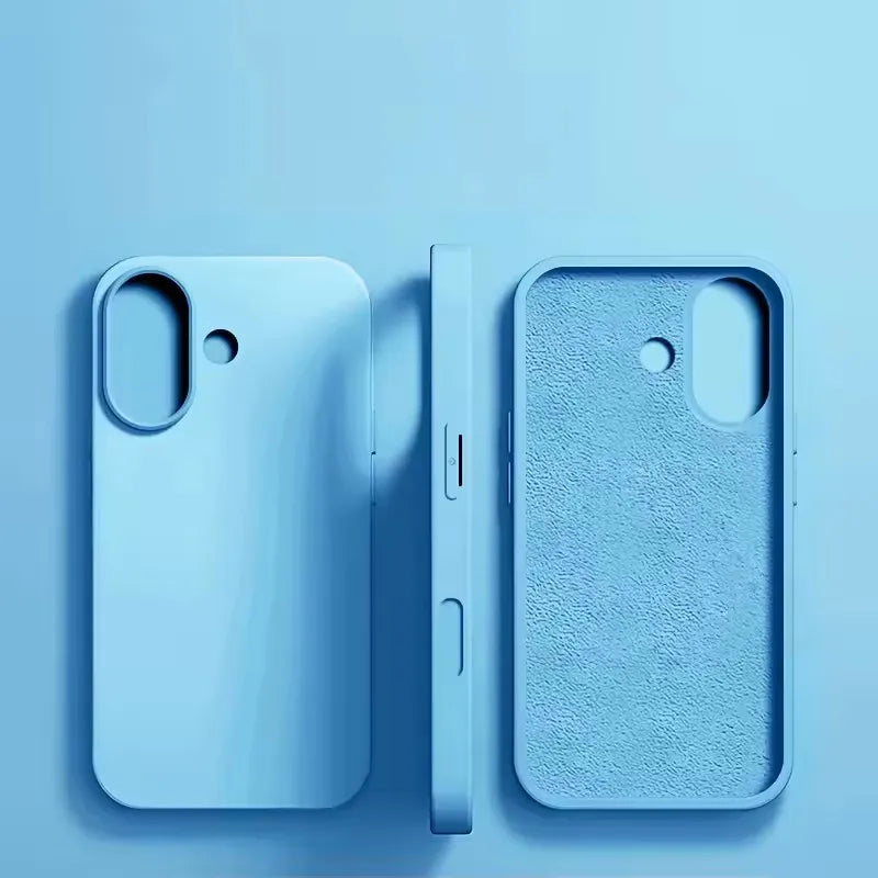 For iPhone 16 15 14 13 12 11 Pro Max Plus Luxury Liquid Silicone Phone Case NEW Matte Shockproof Cover Soft TPU Protective Shell