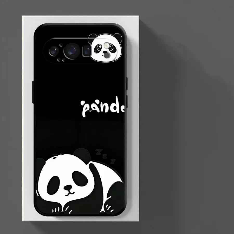 Funda Phone Cover Case for Google Pixel 10A 6a 7a 6 7 8 Pro 8a 9a 10 9 Pro XL Black White Panda