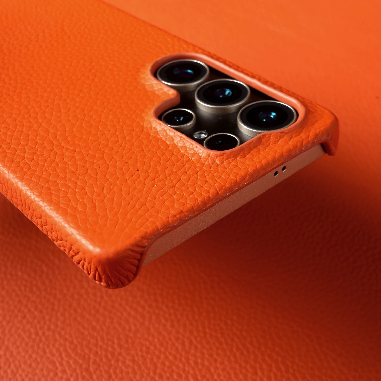 Lychee Grain Genuine Leather Case For Samsung Galaxy S25 Ultra S24 FE S23 Plus S22 S21 Ultra Phone Case Half Wrapped Back Cover