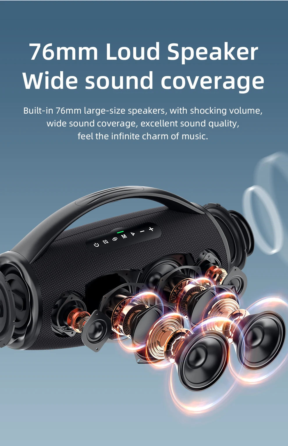 US-S97 80W high power Portable bluetooth speaker RGB colorful light waterproof wireless subwoofer 360 stereo surround TWS FM