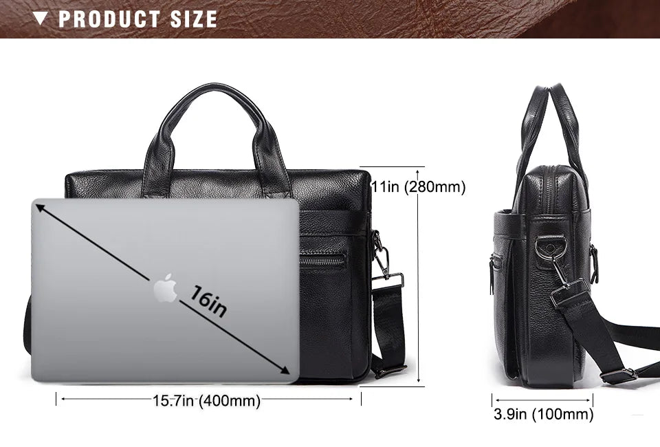 HUMERPAUL Men's Genuine Leather Briefcase Business Laptop Bag with Multiple Pockets Durable Handbag Shoulder Bags for Travel ﻿