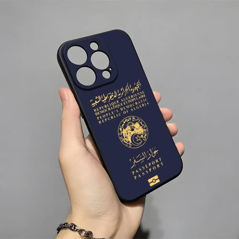 Algeria Map Flag Passport Phone Case For iPhone 17 16 15 11 12 14 13 Pro Max Mini XS XR 7 Plus 17E Air Shockproof Silicone Cover