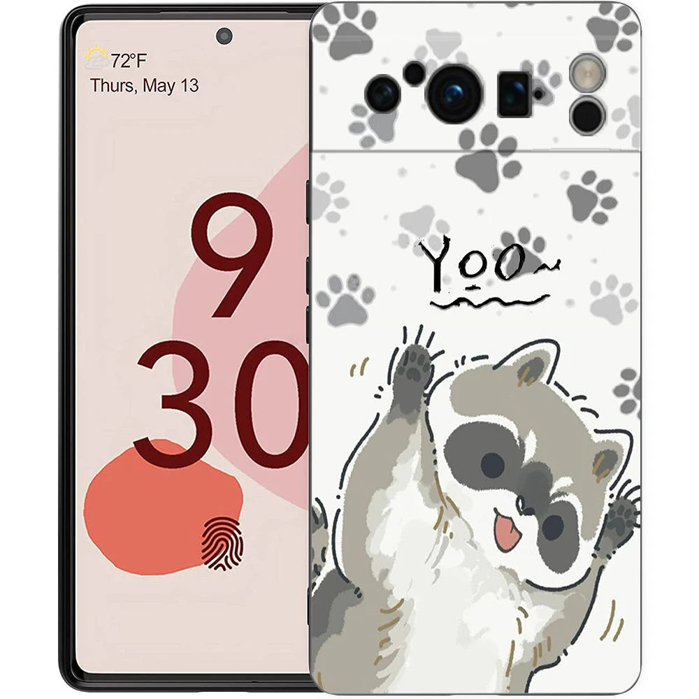 Raccoon Phone Case For Google Pixel 10 9 8 7 6 Pro XL 9A 8A 6A 7A 5G Soft Shockproof TPU Black Cover