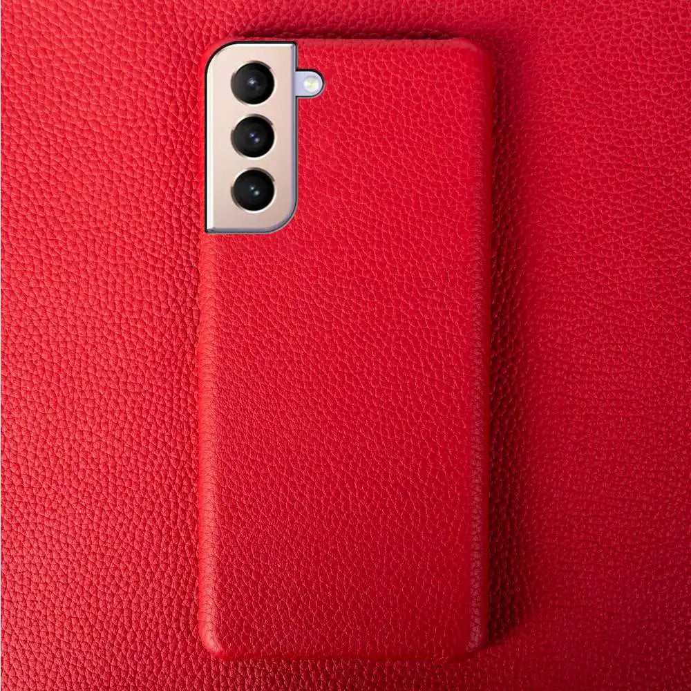 For SAMSUNG S21 CASE Litchi Texture Genuine Leather Cases S20FE S21Ultra S22 Plus phone Cover Coque Protective Shell
