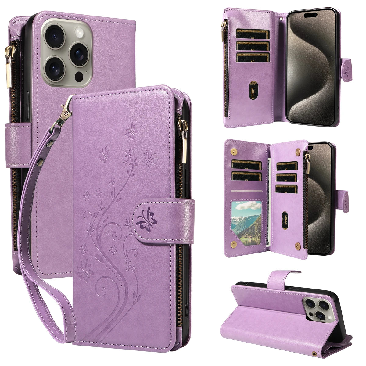 Multi-function Embossed Zipper Phone Case for Iphone 16promax 15 14 13 12 11 7 8 X XS XR PU Leather Flip Wallet Wallet Case