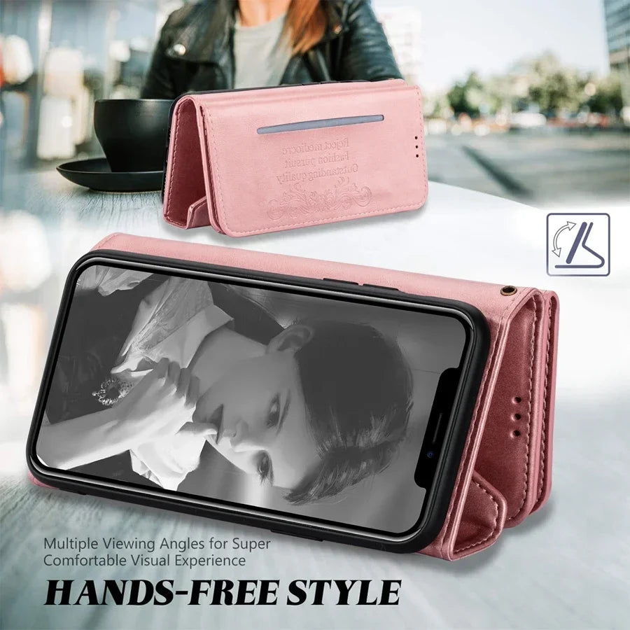 Wallet Multi-card Zipper Flip Leather Case For Samsung Galaxy S25 Ultra S24 Plus S23 S22 S21 S20 FE A13 A14 A51 A52 A53 A54 A71