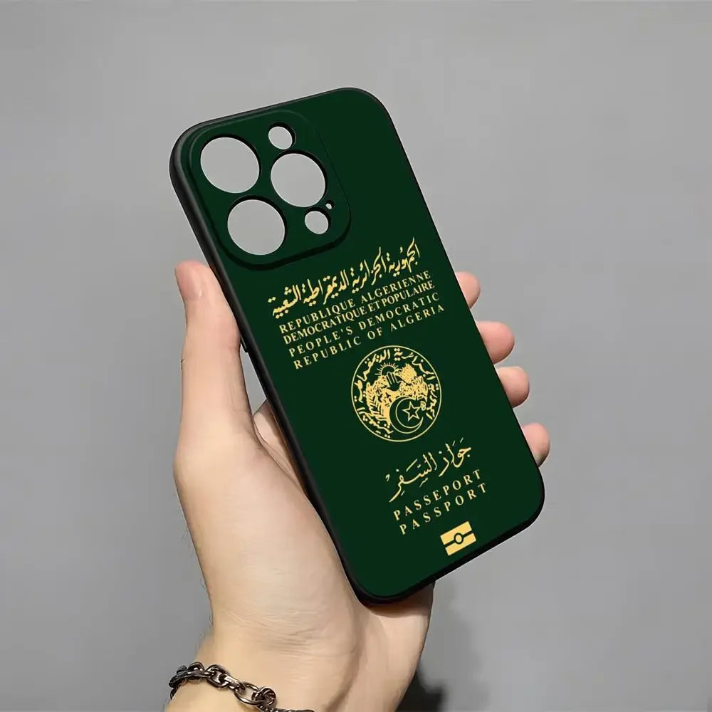 Algeria Map Flag Passport Phone Case For iPhone 17 16 15 11 12 14 13 Pro Max Mini XS XR 7 Plus 17E Air Shockproof Silicone Cover