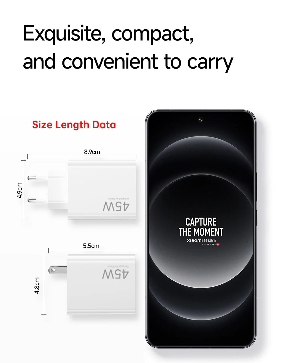 Oirginal XIAOMI 45W Charger Type C Turbo Charge Fast Charging Adapter Redmi Note 15 14 13 12 11 X Pro 10t Poco M7 X7 K40 Pad 6
