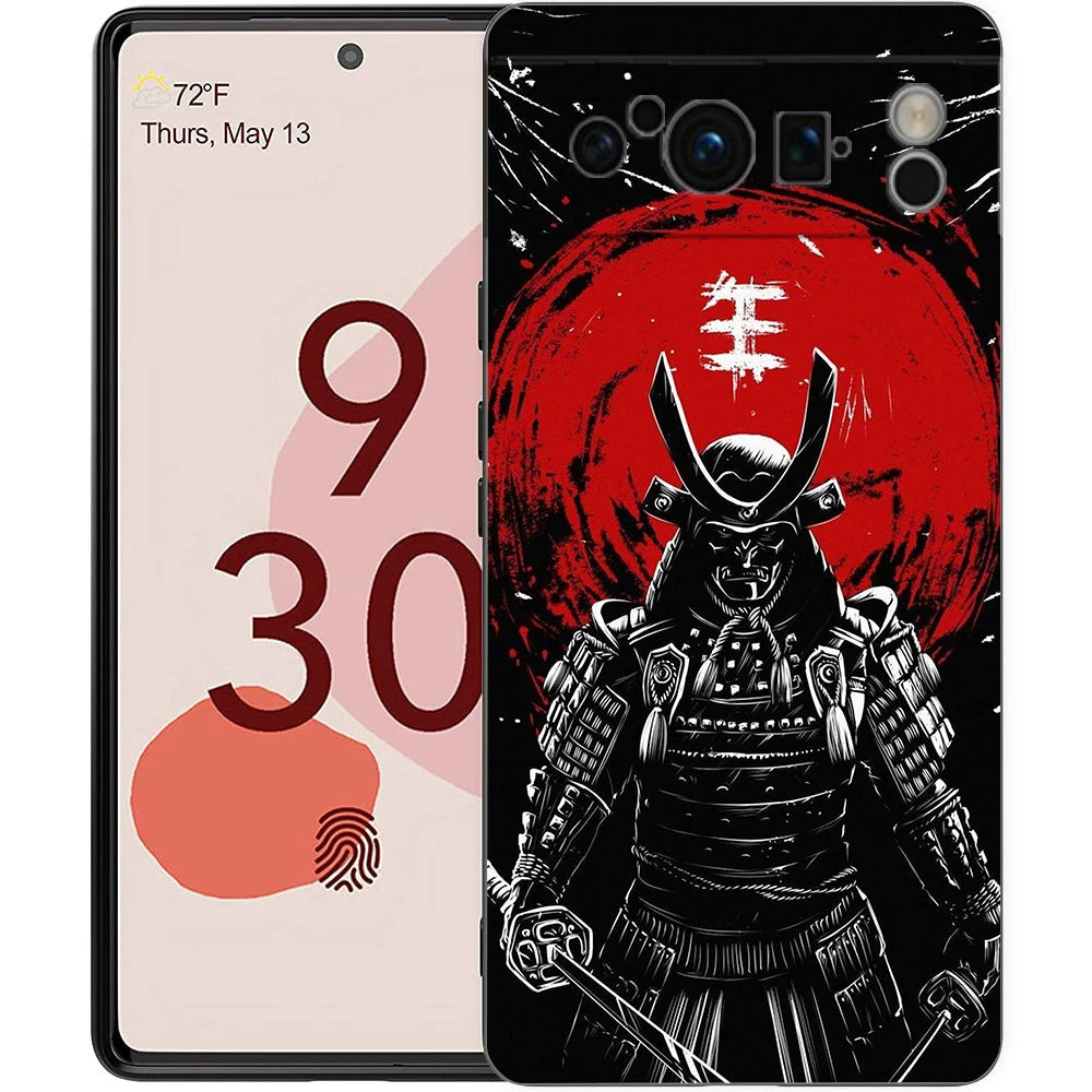 Japanese Bushido Samurai Phone Case For Google Pixel 10 9 8 7 6 Pro XL 9A 8A 6A 7A 5G Soft Shockproof TPU Black Cover