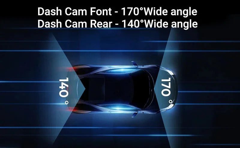 2.5K HD Front and Rear Cameras Dash Cam, 3” IPS, Night Vision, 1440P QHD, 170° Wide Angle, G-Sensor, 24H Parking Mode, Type C
