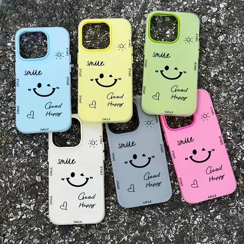 Luxury Smiling Face Jelly Color Shockproof Case for iPhone 17 Air 16 15 13 12 11 Pro Max 14 Plus Shockproof Phone Back Cover