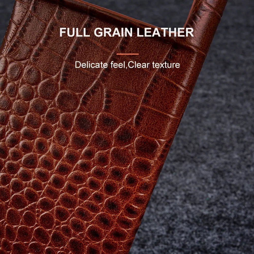 For Google Pixel 7 Pro Case Crocodile Grain Genuine Leather Phone Cover Pixel 10 6Pro 5A Capa Protective Etui Back Carcasa Shell