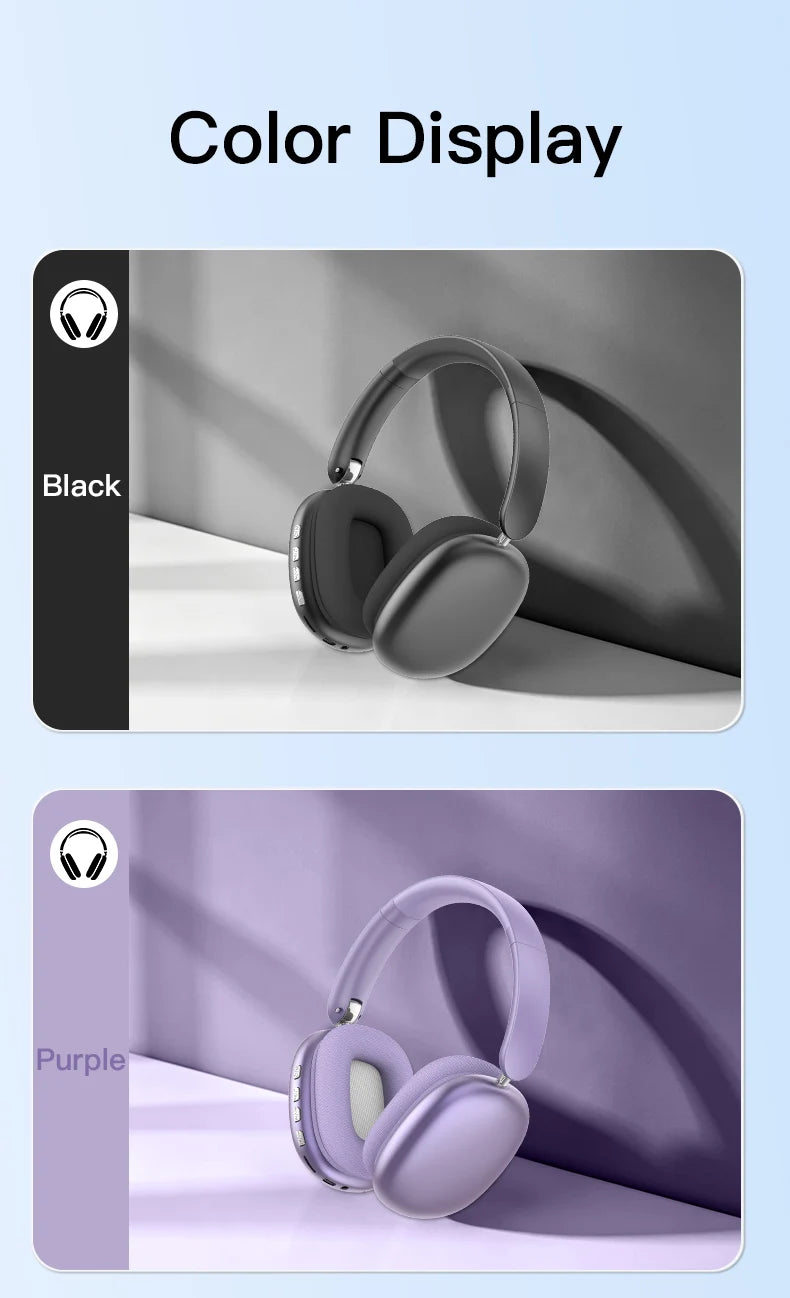 Bluetooth Headphones Over Ear Wireless Headset HiFi Music Gaming Comfortable Mic for iPhone Android PC Travel Sports Gift Unisex