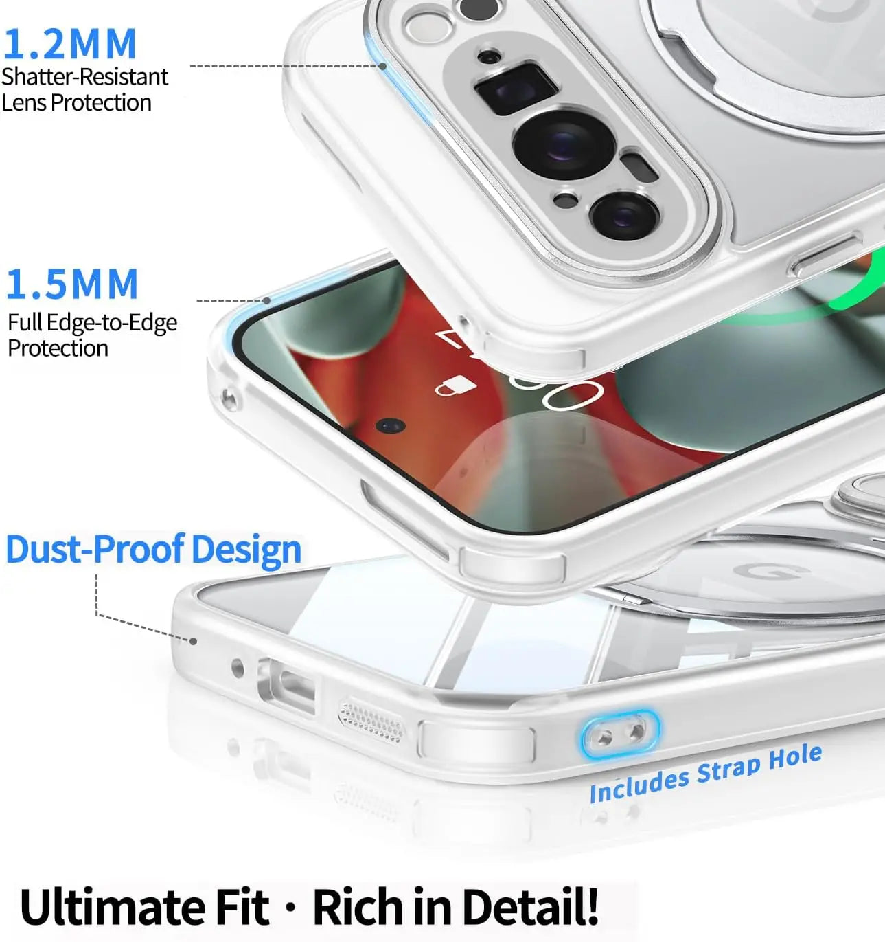 360 Rotate Magnetic Bracket for Magsafe Case for Google Pixel 10 9 8 Pro XL 8A 9A 10A Plating Camera Hard Transparent Back Cover