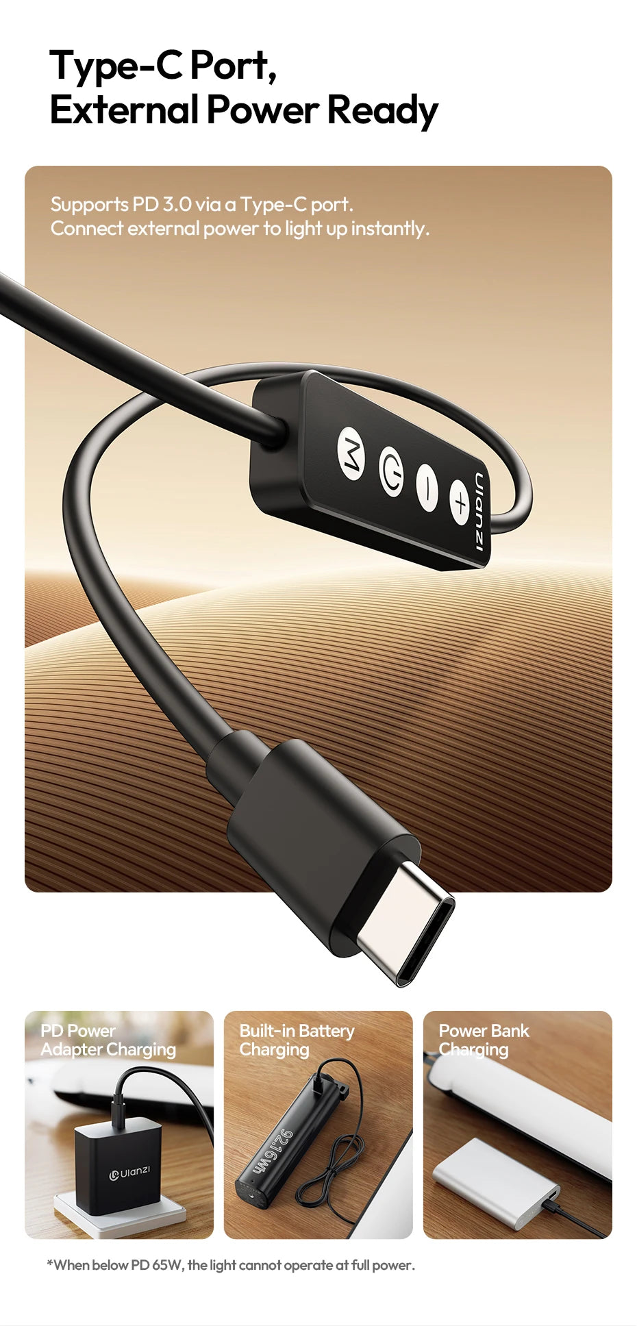 Ulanzi UA50 50W Bi-Color Air Tube Light Foldable Fill Light Lightweight for Light Stand Metal Surface Mounting for Live Vlog