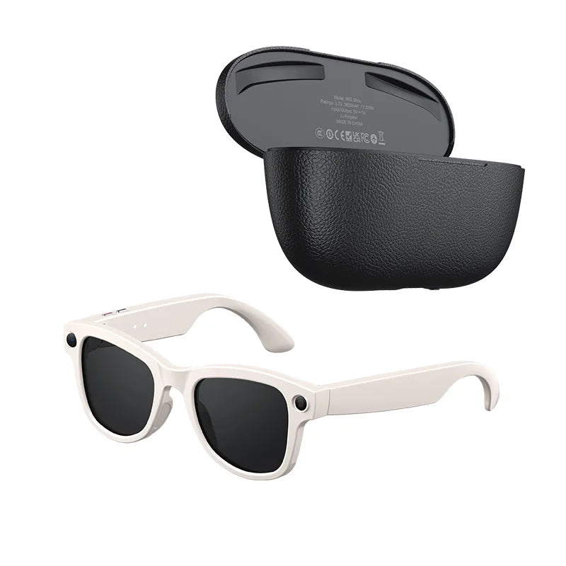 MOGCO Smart AI Glasses, 8MP Camera, Real-time Translation, 3600mAh Charging Case, 43.6g Ultra Lightweight Portable Eyeglasses