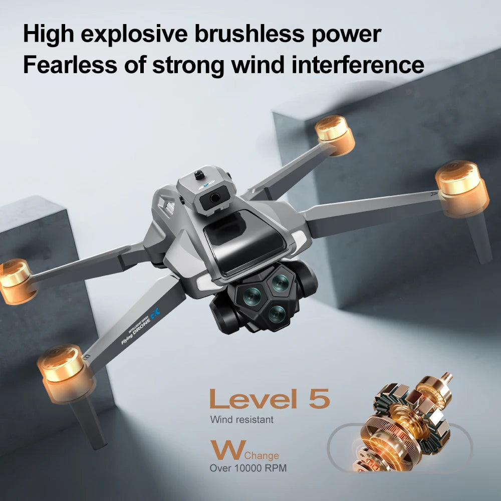 M66 Triple Battery Brushless Drone - Screen Remote Gesture Control Zoom Photography Smart Obstacle Avoidance New Model