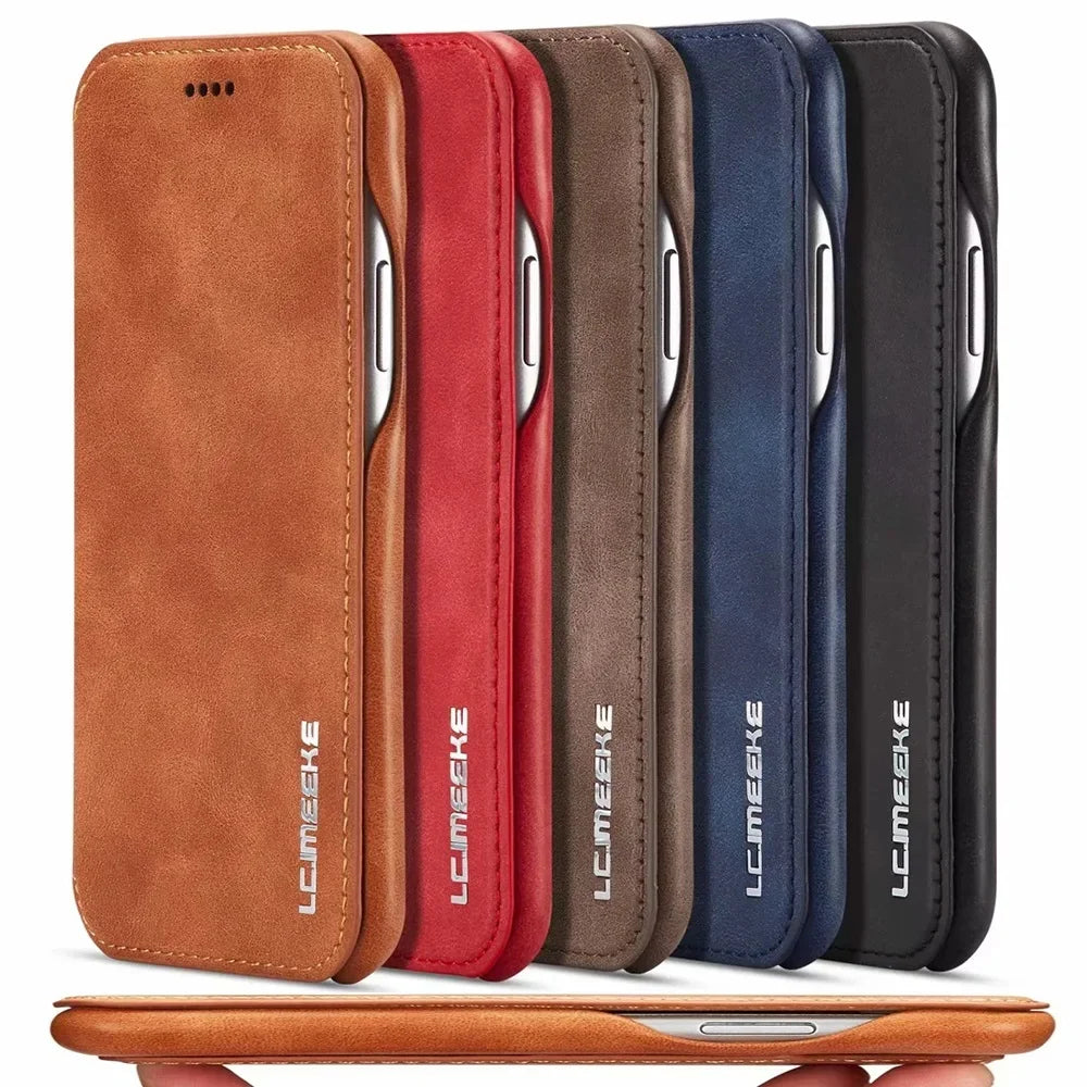 Luxury Ultra Thin Leather Case Flip Cover for Samsung Galaxy S26 S25 S24 S23 S22 S21 S20 FE Ultra Plus A54 A52s S10 S8 Note 20
