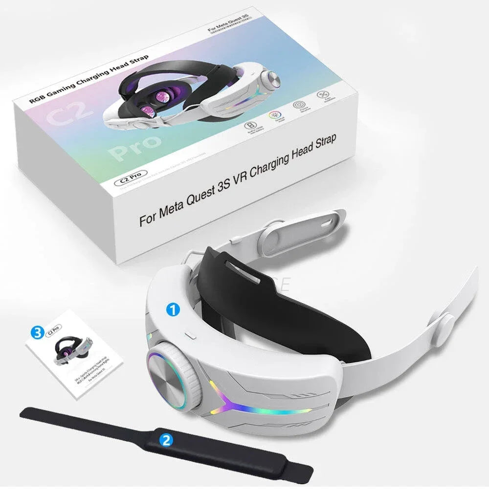 RGB Head Strap 12000mAh Battery Head Strap Compatible for Meta Quest 3/3s, Head Strap Battery VR Accessory for Meta Quest 3