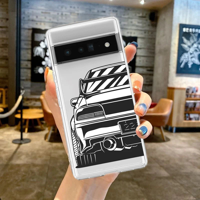 For Google Pixel 10 Pro 10A Phone Case Pixel 9 Pro XL Pixel 8 Pro 9A 8A 7A 7 6A 6 Pro Soft TPU Cover Japan JDM Sports Cars Comic