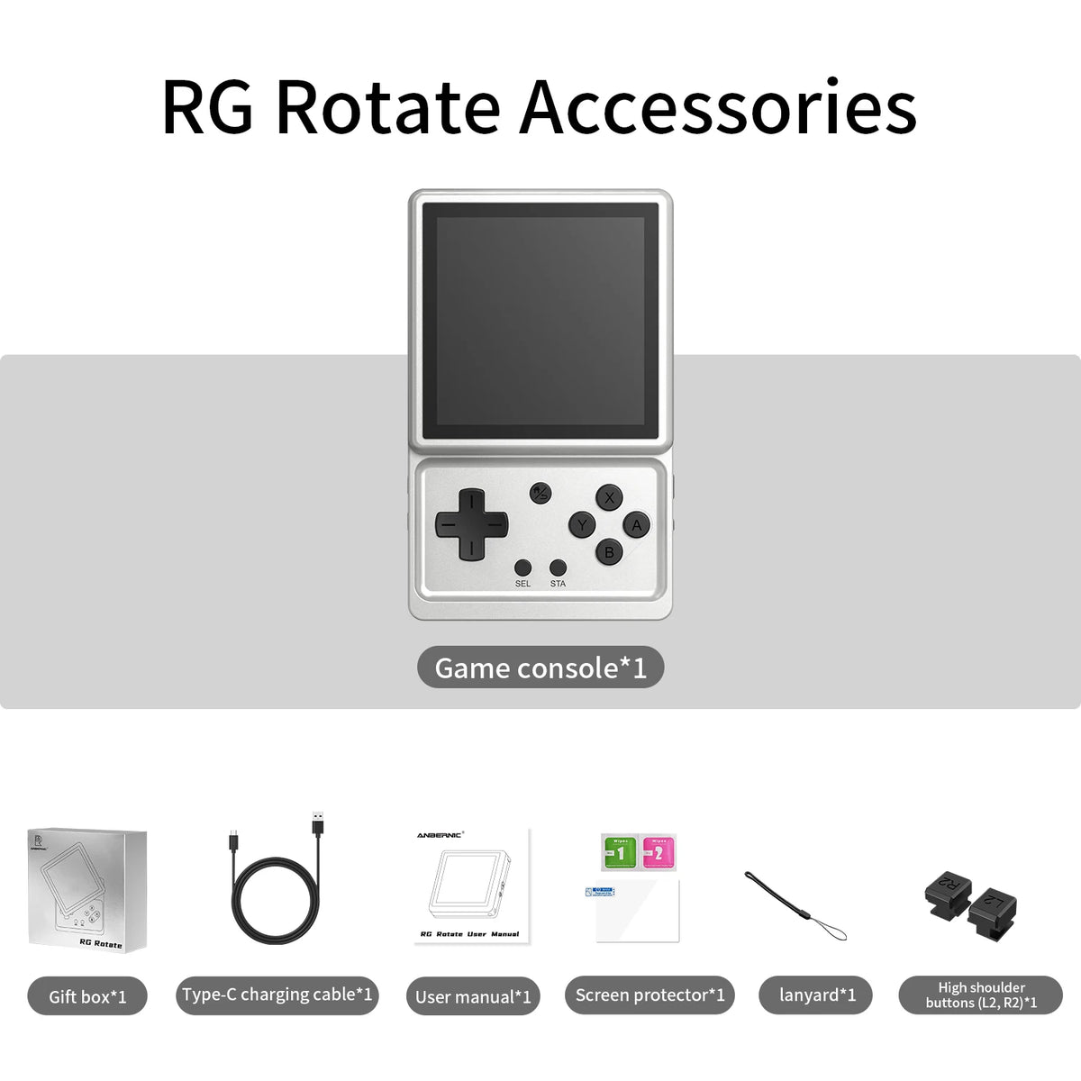 Anbernic RG Rotate Android Handheld Game Console 3.5" IPS 720×720 T618 Retro Gaming Emulator WiFi 3GB+32GB Portable Player