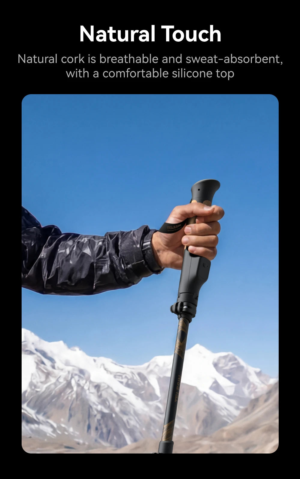 TELESIN Trekshot Hiking Pole Selfie Stick Carbon Fiber Remote Control Selfie Stick Tripod Stand for Smart Phone Action Camera