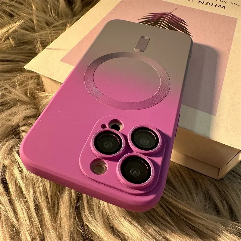 Luxury For Magsafe Wireless Charge Gradient Pattern Phone Case For iPhone 17 11 12 13 14 15 16 Pro Max Magnetic Silicone Cover