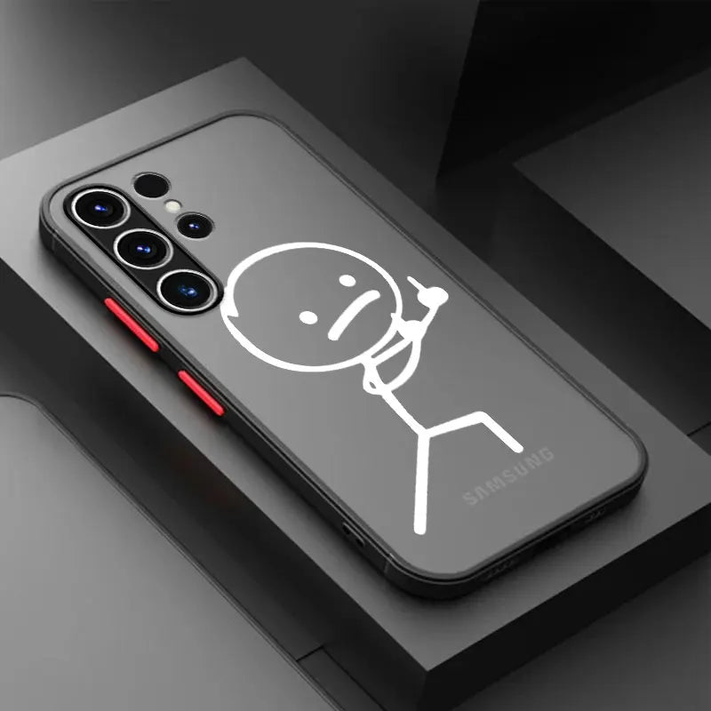 Cute Funny Matchman Phone Case For Samsung S23 S22 Ulrta 5G S21 FE S20 Plus S10e Soft Silicone Edge Cover Matte PC Capas Fashion